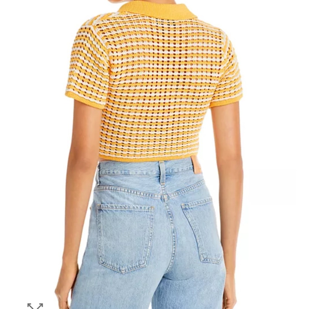 10 Crosby Derek Lam Yellow and White Knit Top - Picture 4 of 8